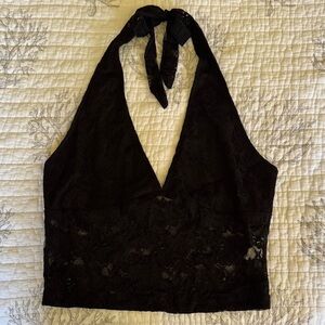Black Lace Halter Top
